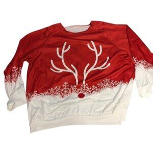 Red Reindeer Antler Holiday Sweater 4XL Christmas Red nose